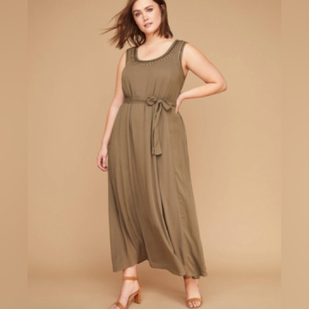 EUC Lane Bryant Woven Embellished Maxi Dress 14/16